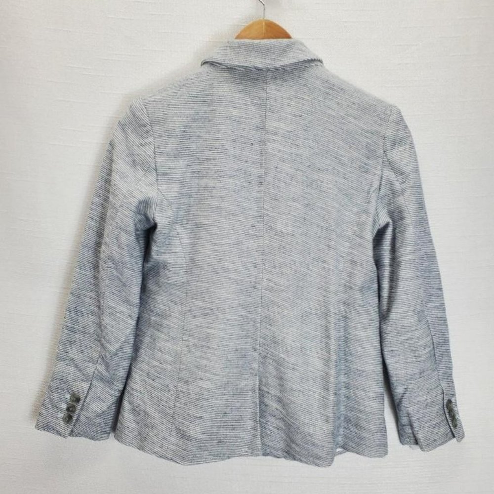 Loft Blazer Womens 4P One Button Closure Lined Blue/White Textured - Picture 4 of 10